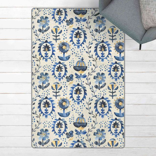 Moderner Teppich Teppich mit blauem Muster
