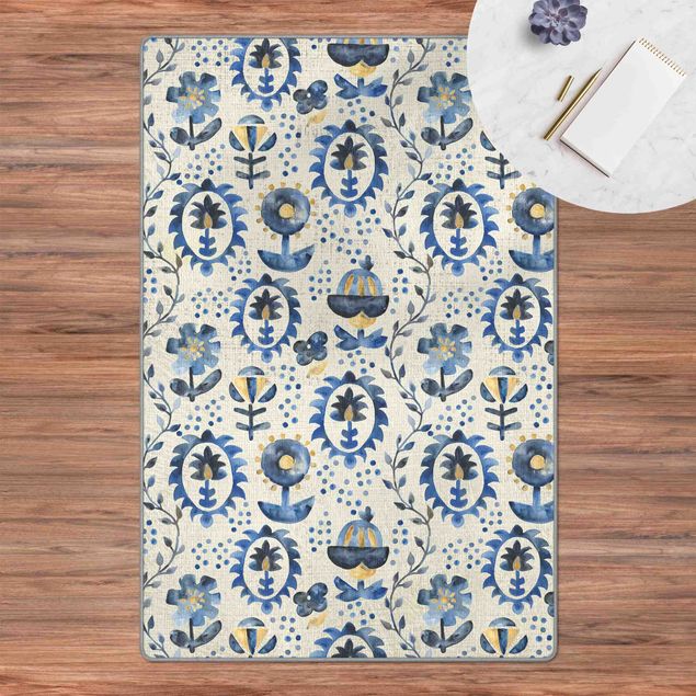 Teppich Vintage Teppich mit blauem Muster