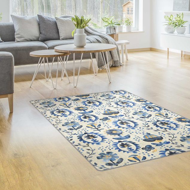 Teppiche Teppich mit blauem Muster