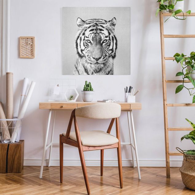 Wandbilder Tiere Tiger Tiago Schwarz Weiß