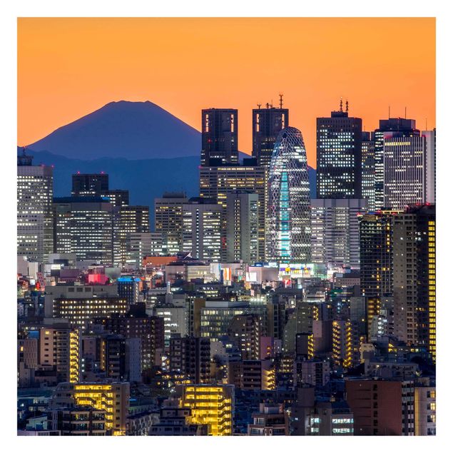 Design Tapete Tokio mit dem Fuji am Abend