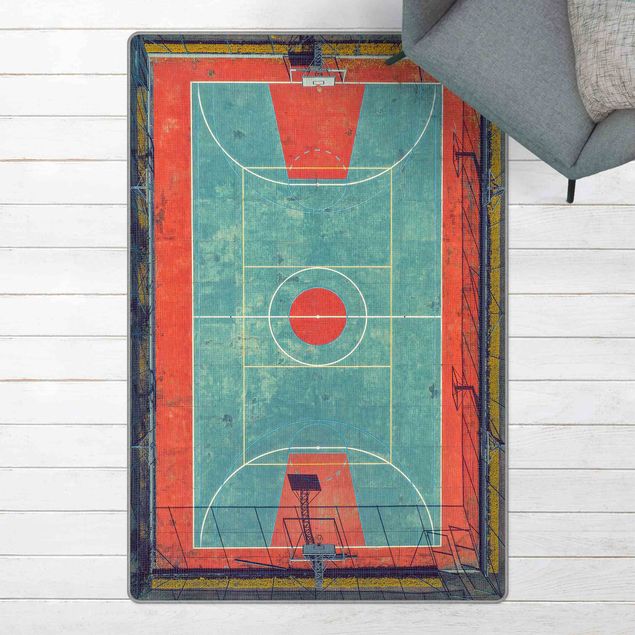 Moderne Teppiche Top View Spielfeld Basketball