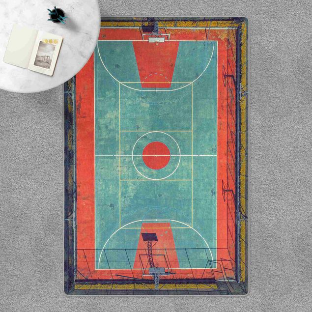 Teppich rot Top View Spielfeld Basketball