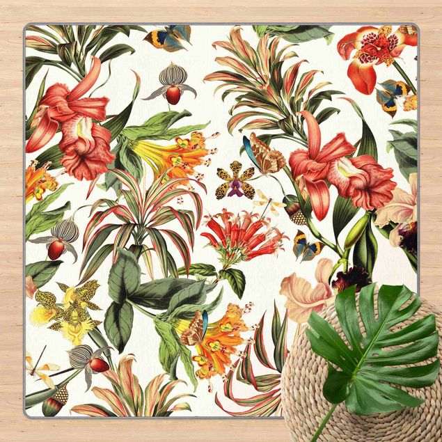 Teppich modern Tropische Blumen