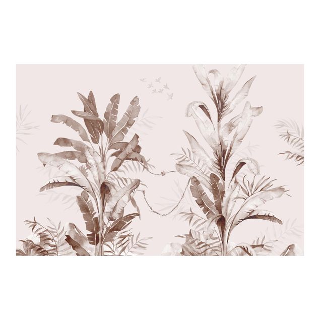 Fototapete modern Tropische Palmen und Blätter Sepia