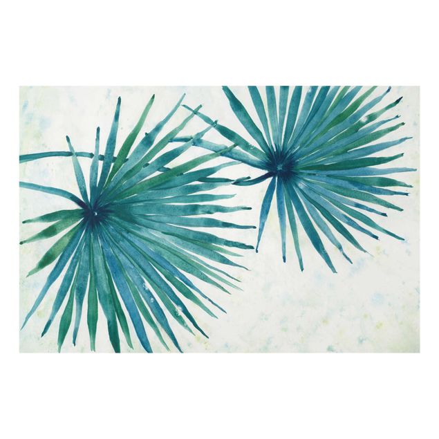 Glas Wandbilder Tropische Palmenblätter Close-Up