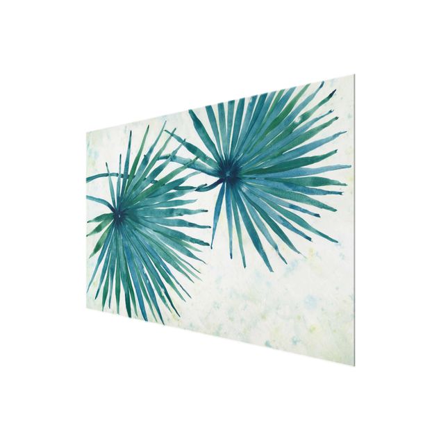 Glasbild - Tropische Palmenblätter Close-Up - Querformat