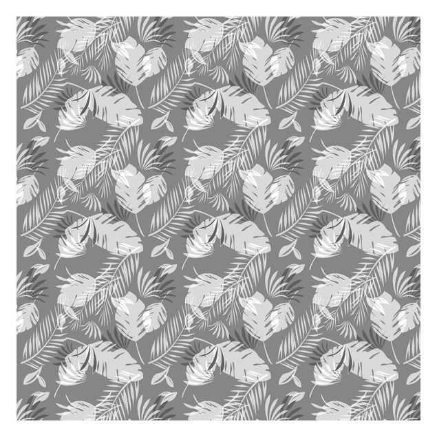 Schlafzimmer Tapete Grau Tropisches Silhouetten Muster in Grau