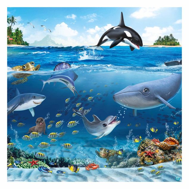 Tapete blau Animal Club International - Unterwasserwelt mit Tieren