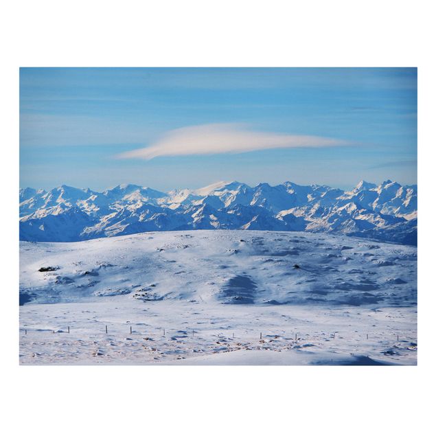 Leinwandbild - Verschneite Bergwelt - Querformat 4:3