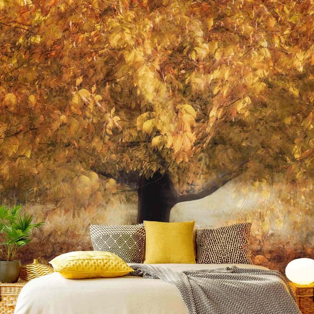 Wandtapete Design Verträumter Baum im Herbst