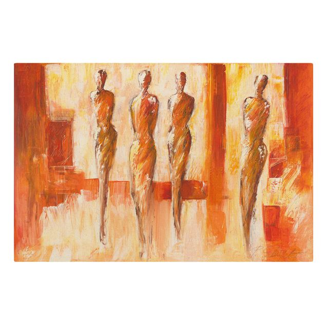 Kunstdrucke auf Leinwand Vier Figuren in Orange