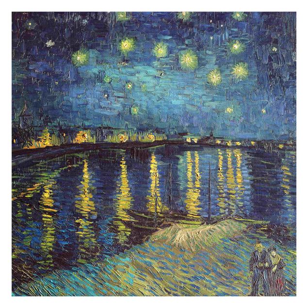 Fototapete blau Vincent van Gogh - Sternennacht über der Rhône