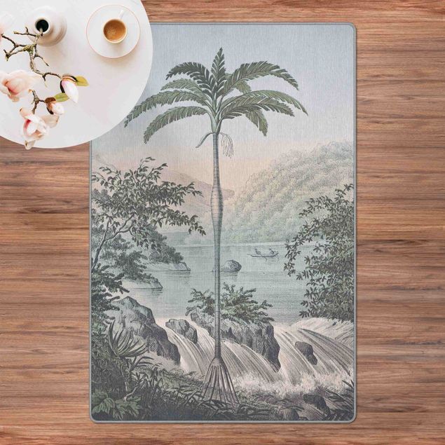 Teppich Orientalisch Vintage Illustration - Landschaft mit Palme