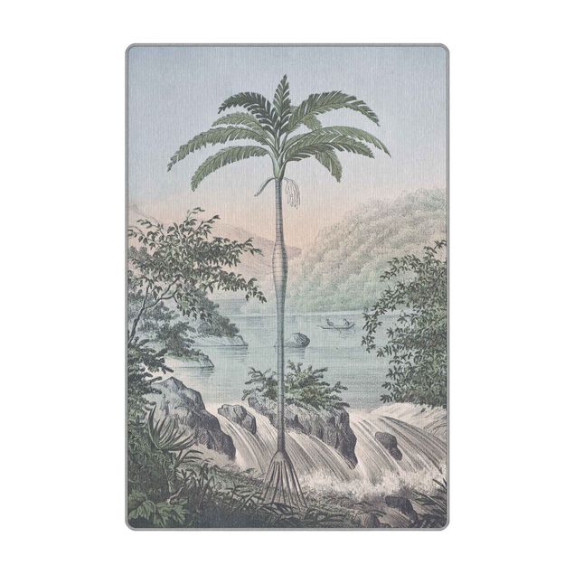 Teppich Natur Vintage Illustration - Landschaft mit Palme