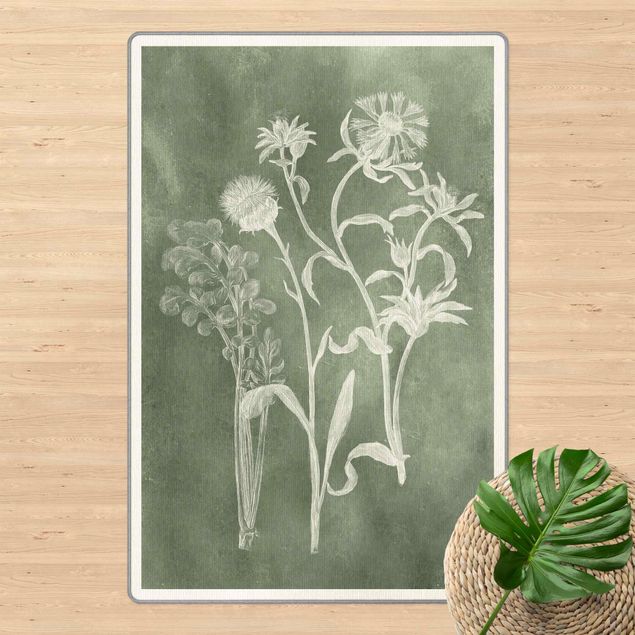 Teppich Blumen Vintage Illustration Salbei II
