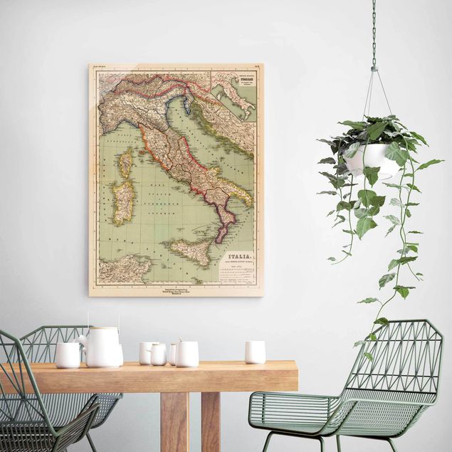 Schöne Wandbilder Vintage Landkarte Italien