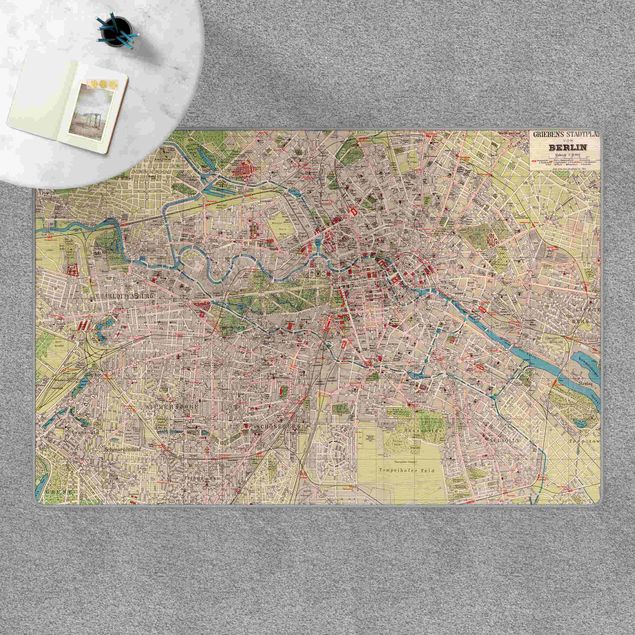 Teppich Weltkarte Vintage Stadtplan Berlin