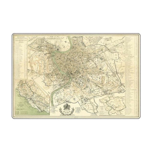 Teppich creme Vintage Stadtplan Rom Antik