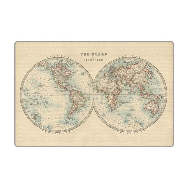 Teppich creme Vintage Weltkarte Die zwei Hemispheren