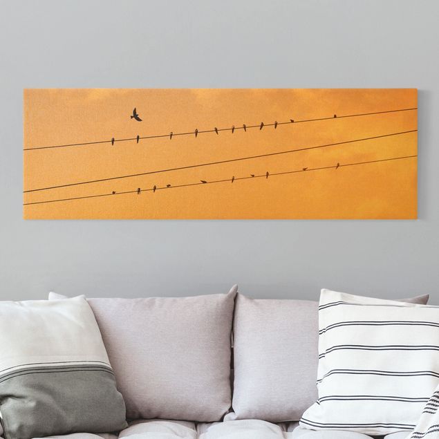 Wandbilder Tiere Vögel auf der Stromleitung