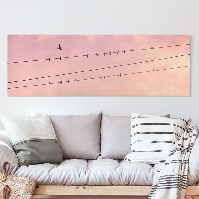 Wandbilder XXL Vögel auf der Stromleitung