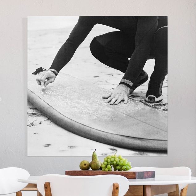 Leinwand Bilder XXL Wachsen des Surfboards