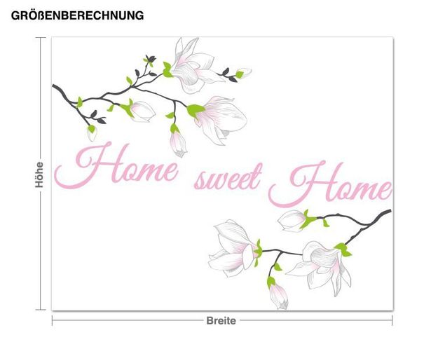 Wandsticker Blumen Home sweet Home mit Magnolienzweigen