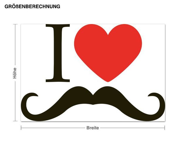 Sprüche Wandtattoo I love Moustache