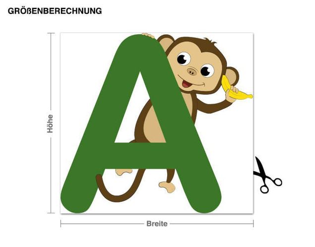 Wandtattoo Affen Kinder ABC - Affe