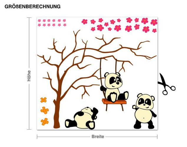 Dschungel Wandtattoo Pandafreunde schaukeln am Ast