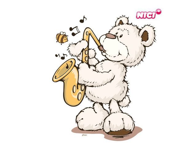 Wandtattoo Tiere NICI - Classic Bear - Bär spielt Saxophon