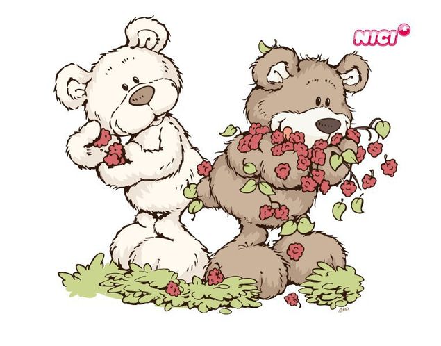Bär Wandtattoo NICI - Classic Bear Himbeeren sammeln