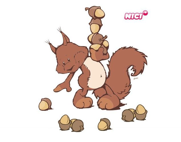 Wandsticker Tiere NICI - Forest Friends - Eichörnchen sammelt Nüsse