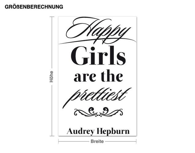 Wandtattoo Zitate Happy Girls - Audrey Hapburn