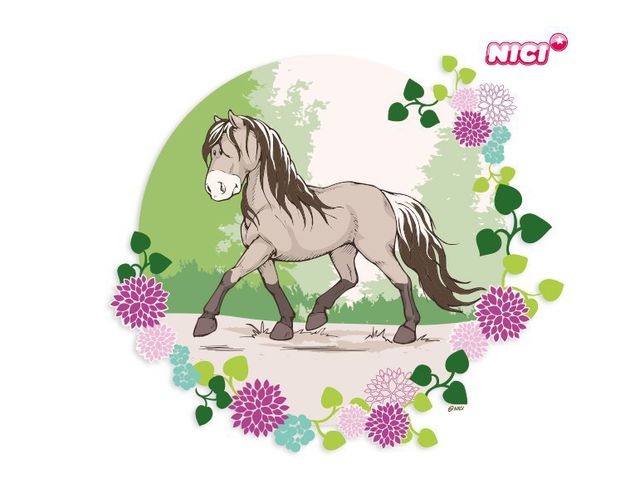 Wandtattoo Pferd NICI - Horse Club - braunes Pferd floral