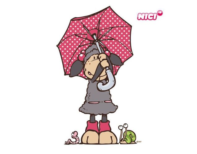 Wandsticker Tiere NICI - Jolly Lucy unter Regenschirm