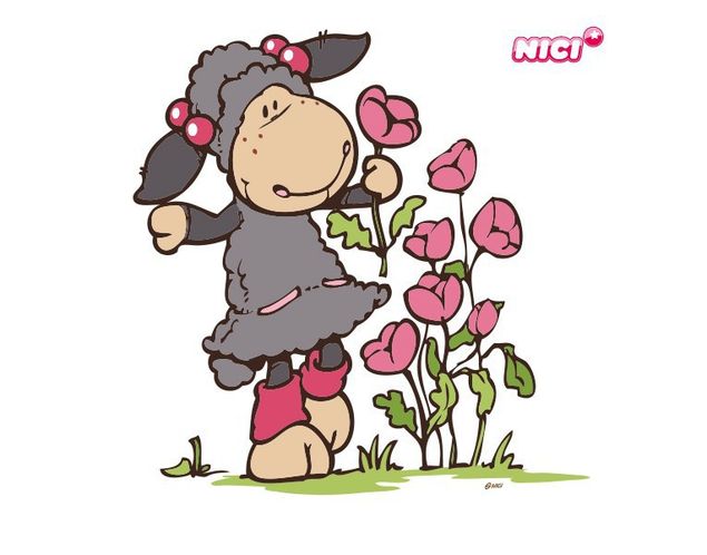 Wandsticker Tiere NICI - Jolly Lucy pflückt Blumen