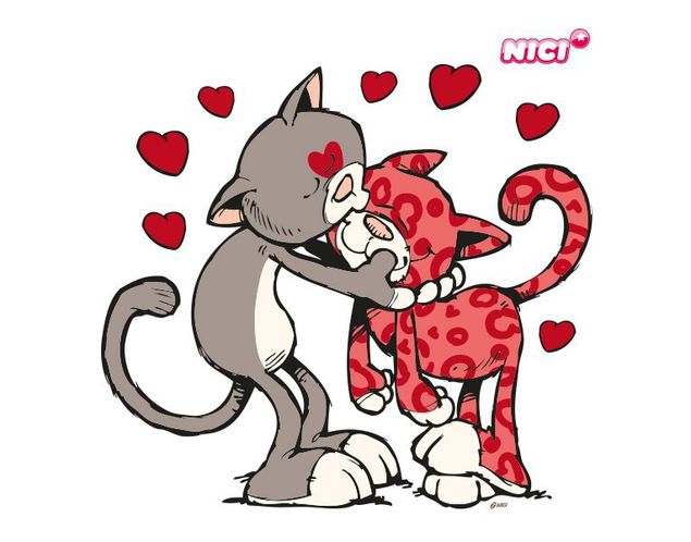 Wandtattoo Katzen NICI - Love Cats - Ein Kuss für dich