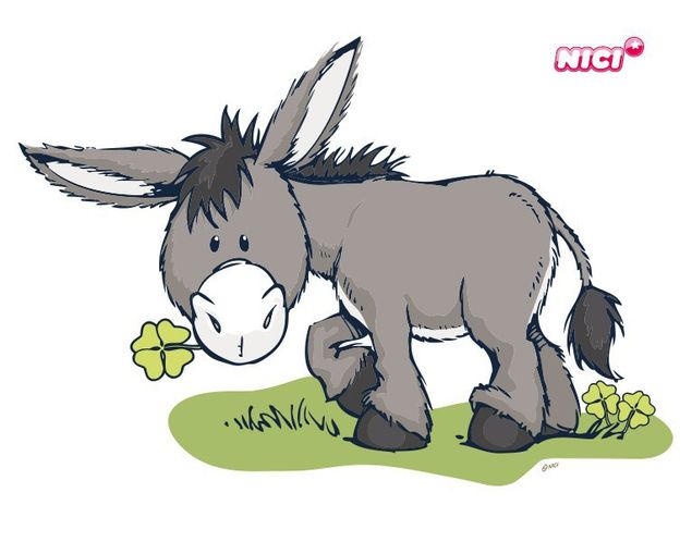 Wandtattoo Tiere NICI - Donkey mit Klee