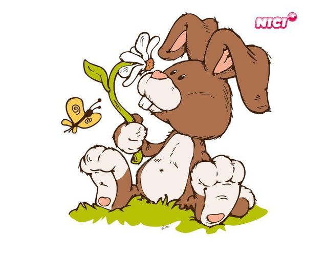 Tier Wandtattoo NICI - Spring - Hase riecht an Blume