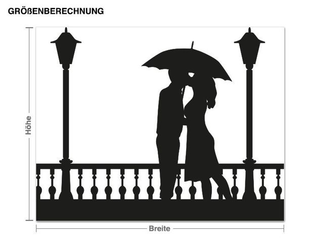 Wandtattoo Love Paar mit Regenschirm