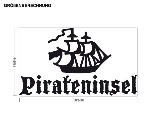 Wandtattoo Pirat Pirateninsel Schiff und Schriftzug