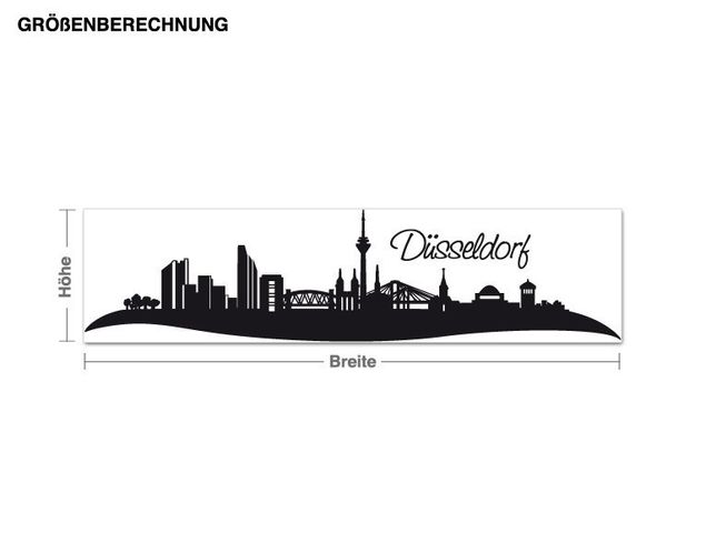 Wandtattoo Städte Skyline von Düsseldorf mit Schriftzug