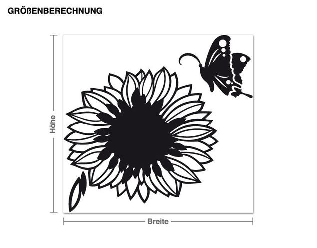 Wandsticker Floral Sonnenblume für Steckdose mit Schmetterling