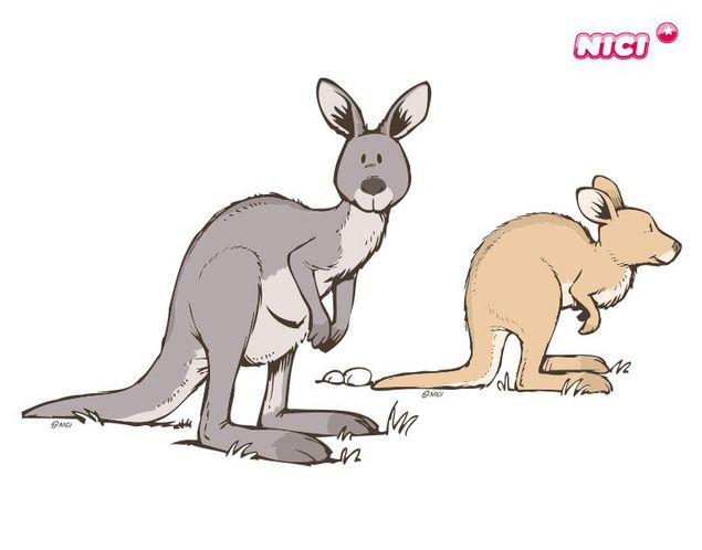 Wandtattoo Tiere NICI - Wild Australia - Känguru Mama und Baby passen auf