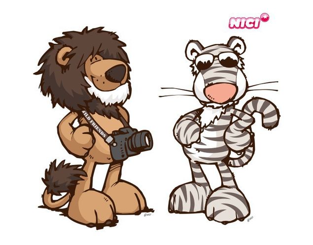 Wandtattoo Zoo NICI - Wild Friends - Löwe und Zebra