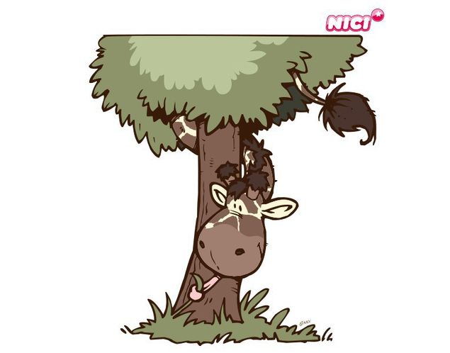 Ast Wandtattoo NICI - Wild Friends - Giraffe versteckt sich hinter Baum