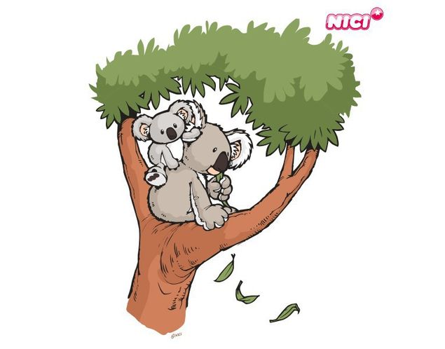 Wandtattoo Zoo NICI - Wild Friends Koala Joey - Koalafamilie auf Baum