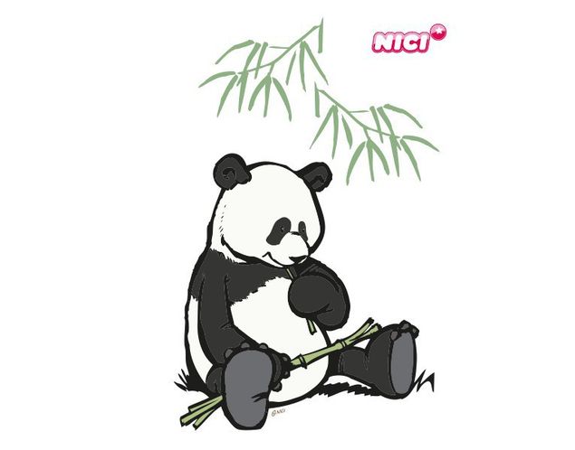Dschungel Wandtattoo NICI - Wild Friends Panda Fu Bao - isst bambus